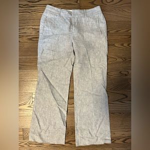 Banana Republic - 6P, linen, light grey, straight leg pants.